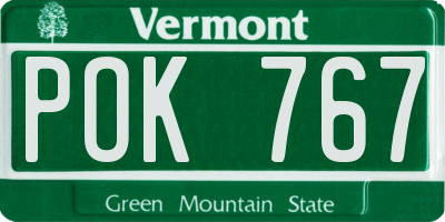 VT license plate POK767