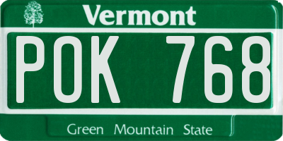 VT license plate POK768