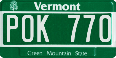 VT license plate POK770