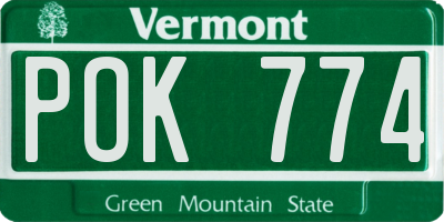 VT license plate POK774