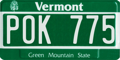 VT license plate POK775