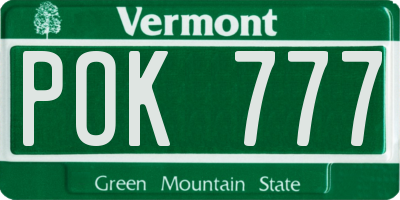VT license plate POK777