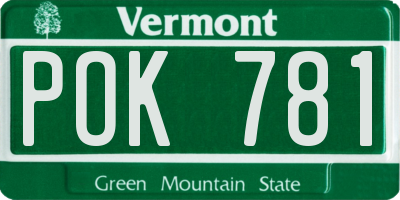 VT license plate POK781