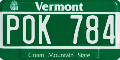 VT license plate POK784