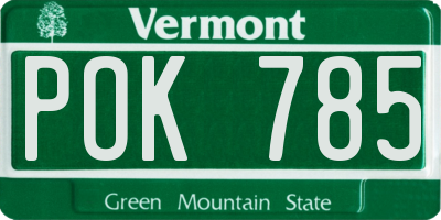 VT license plate POK785