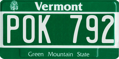 VT license plate POK792