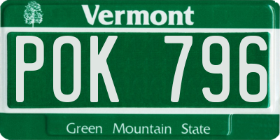 VT license plate POK796