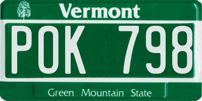 VT license plate POK798