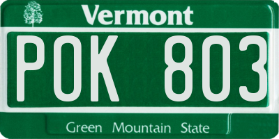 VT license plate POK803