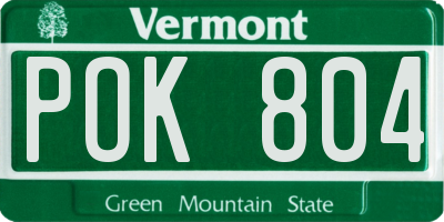 VT license plate POK804