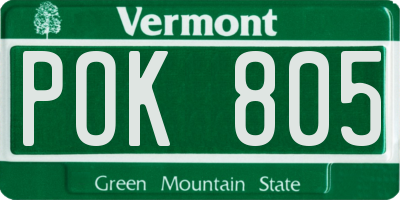 VT license plate POK805