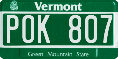 VT license plate POK807