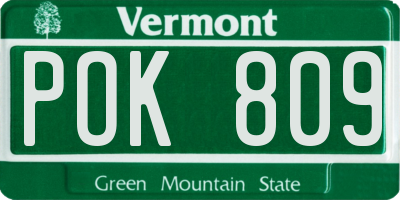 VT license plate POK809