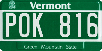 VT license plate POK816