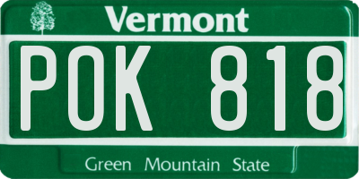 VT license plate POK818