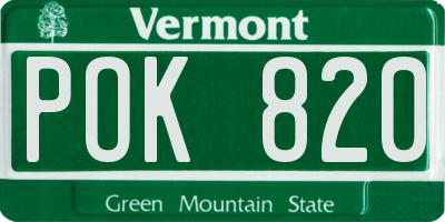 VT license plate POK820