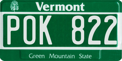 VT license plate POK822