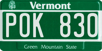 VT license plate POK830