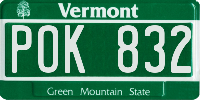 VT license plate POK832