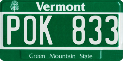 VT license plate POK833