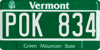 VT license plate POK834