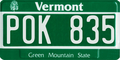 VT license plate POK835
