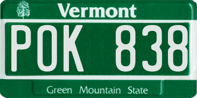 VT license plate POK838