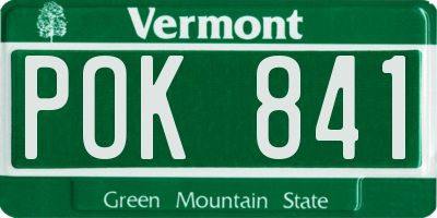VT license plate POK841