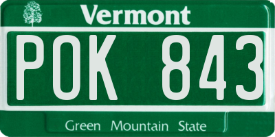 VT license plate POK843