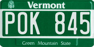 VT license plate POK845