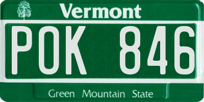 VT license plate POK846