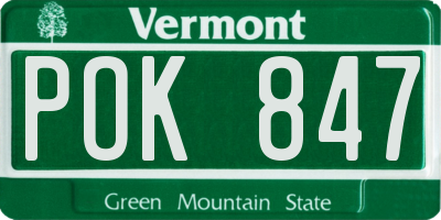 VT license plate POK847