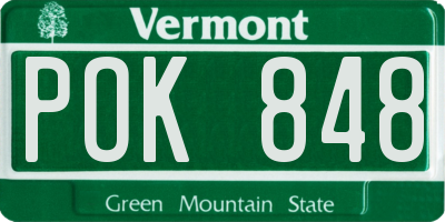 VT license plate POK848