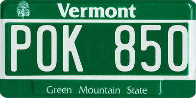 VT license plate POK850