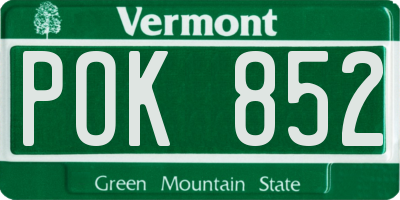 VT license plate POK852
