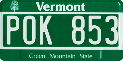 VT license plate POK853