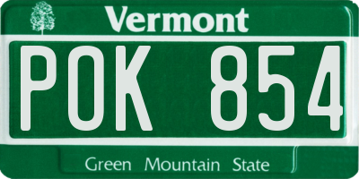 VT license plate POK854