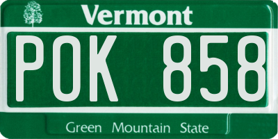 VT license plate POK858