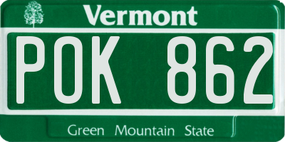 VT license plate POK862