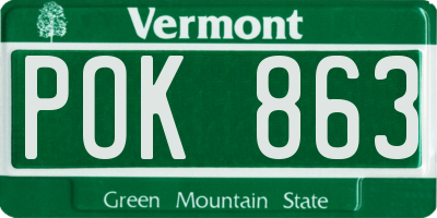 VT license plate POK863