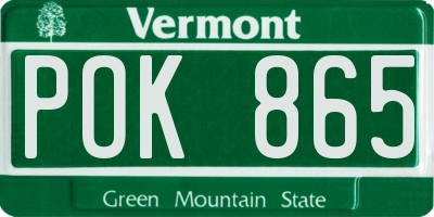 VT license plate POK865