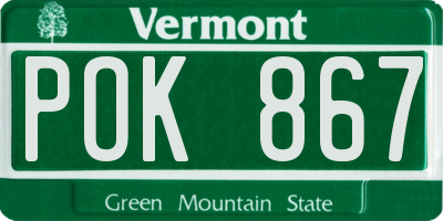VT license plate POK867