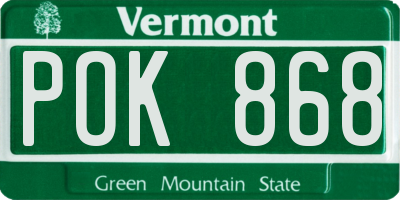 VT license plate POK868