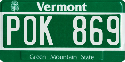 VT license plate POK869