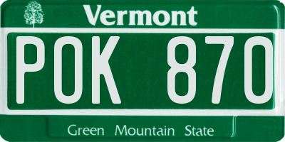 VT license plate POK870