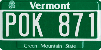 VT license plate POK871