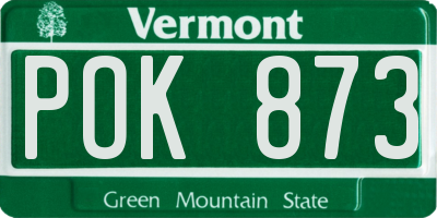 VT license plate POK873