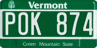 VT license plate POK874