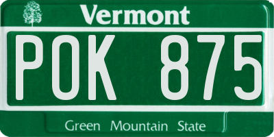 VT license plate POK875