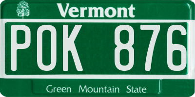 VT license plate POK876